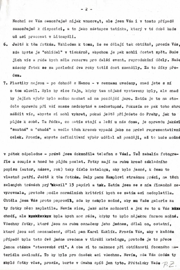 Korespondence P. Bregantové J. Valochovi, 1983, © archiv Nadačního fondu Kmentová Zoubek, 2023  